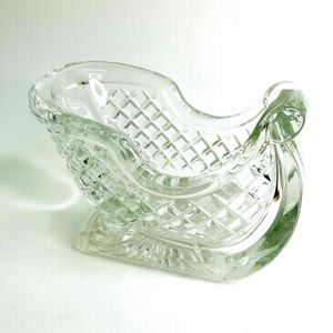 Crystal Sleigh Vase Candy Dish Centerpiece 24% Lead Crystal Glass 7”x 4.5"x 4.5”